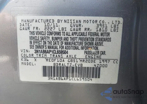 2012 Nissan Sentra 2.0 S z USA, uszkodzony, nr VIN 3N1AB6AP1CL659504